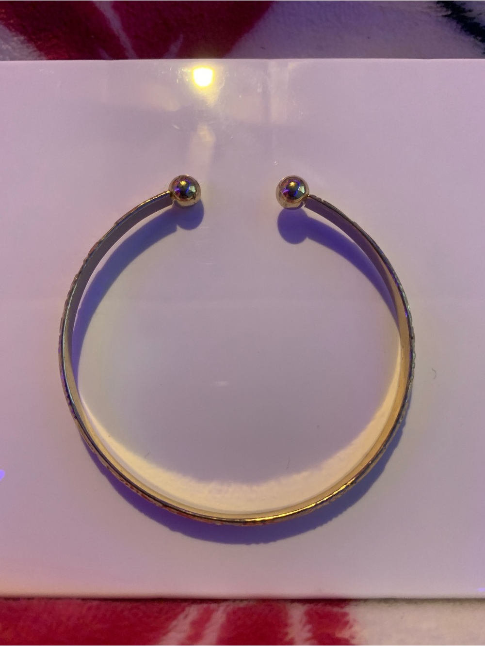 Gold Open Cuff Bracelet with Ball Ends - Women Jewelry
